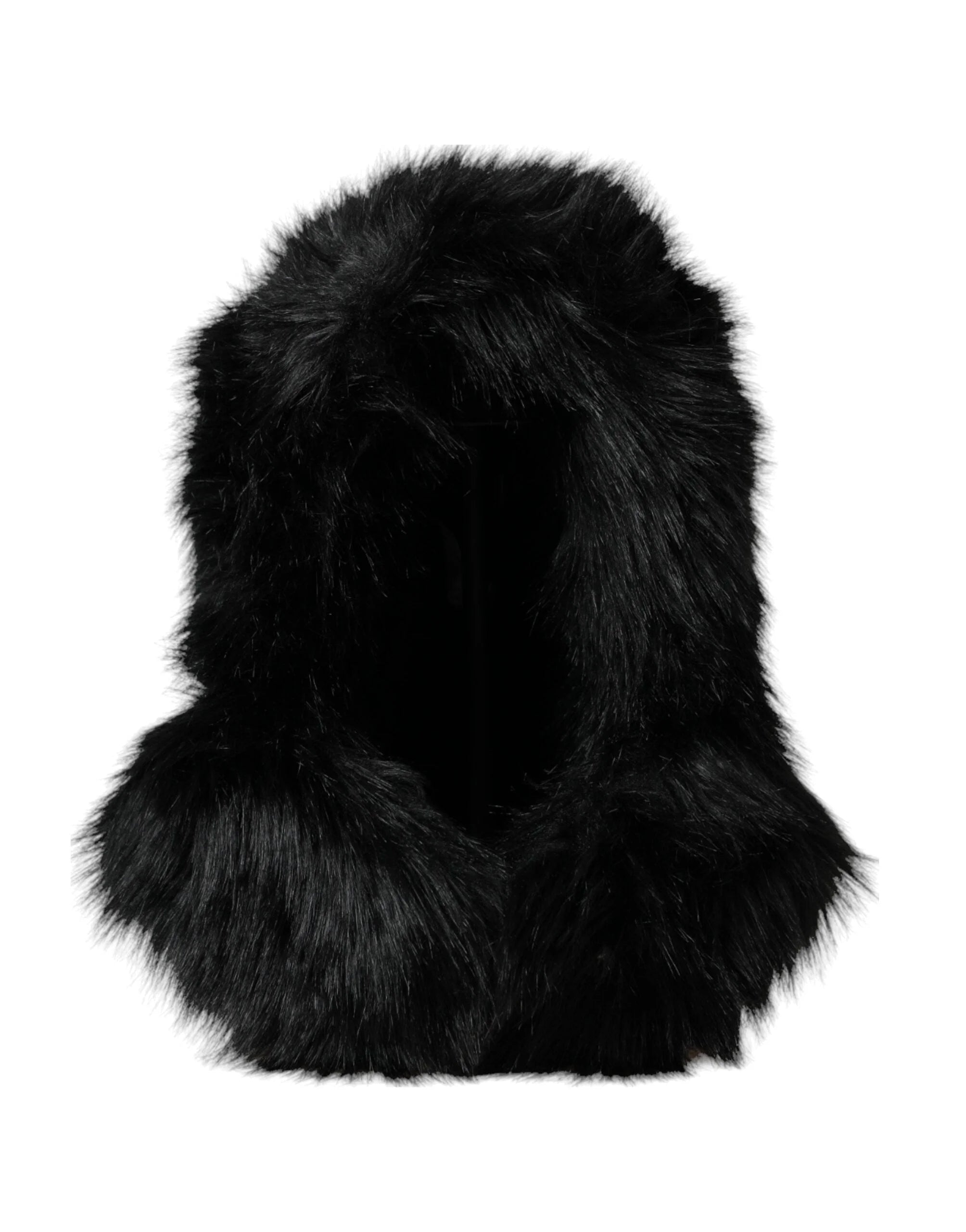 Dolce & Gabbana Black Faux Fur Whole Head Wrap Hat - 57 cm|S - Headdresses