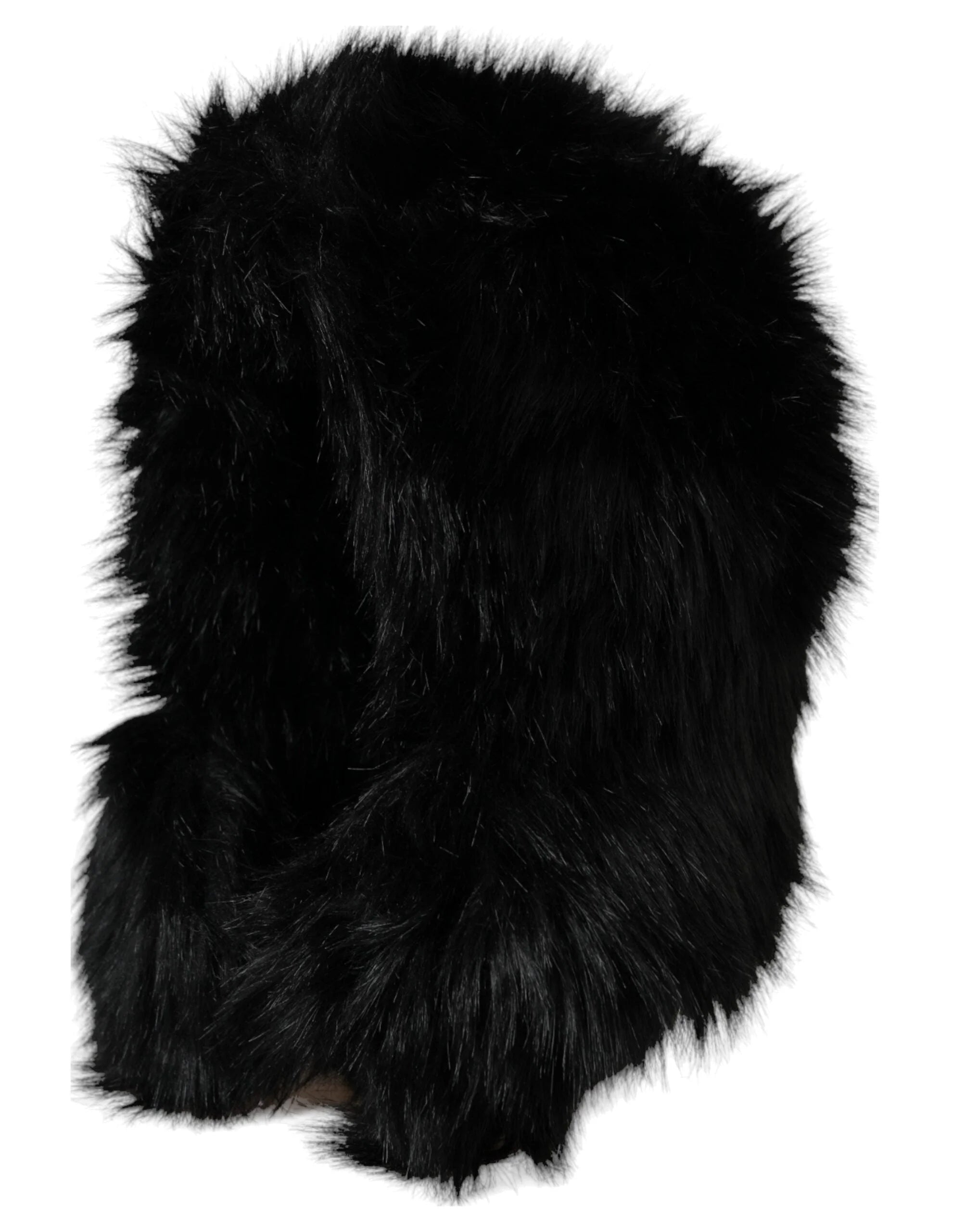Dolce & Gabbana Black Faux Fur Whole Head Wrap Hat - 57 cm|S - Headdresses