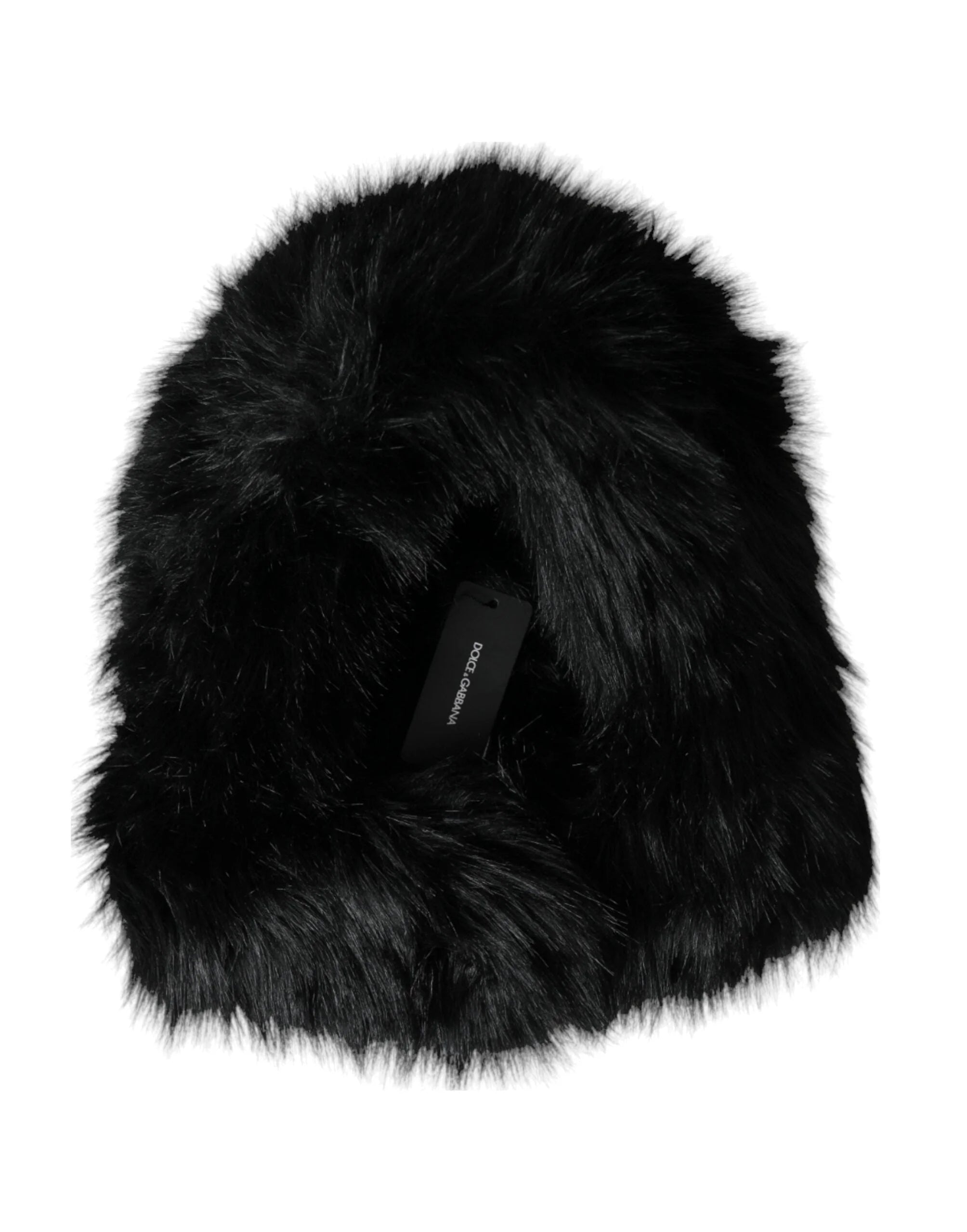 Dolce & Gabbana Black Faux Fur Whole Head Wrap Hat - 57 cm|S - Headdresses
