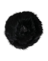 Dolce & Gabbana Black Faux Fur Womens Bucket Hat - 59 cm|L