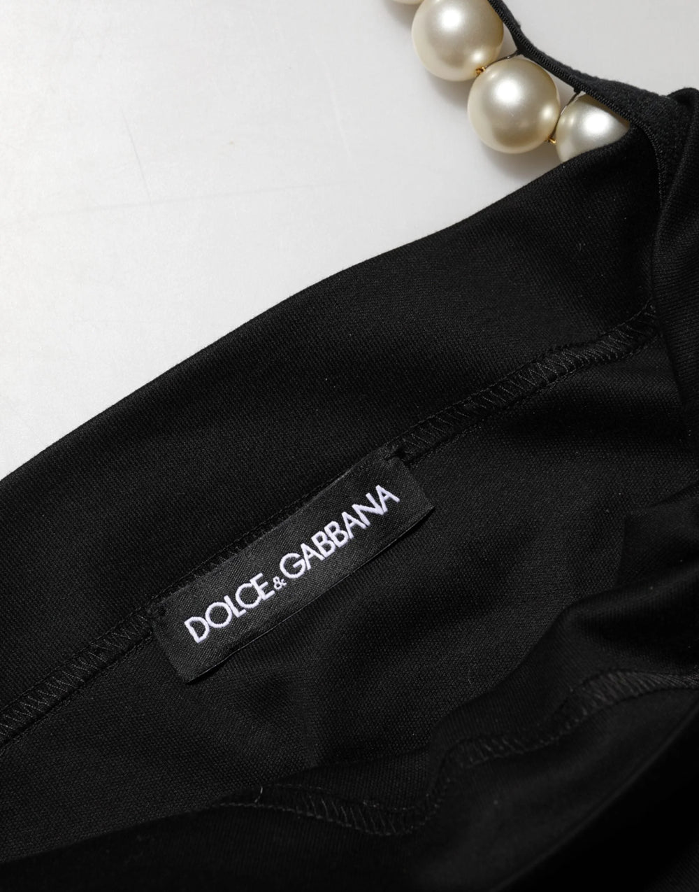 Dolce & Gabbana Black Faux Pearl Cotton Sheath Mini Dress - IT40|S - Dresses