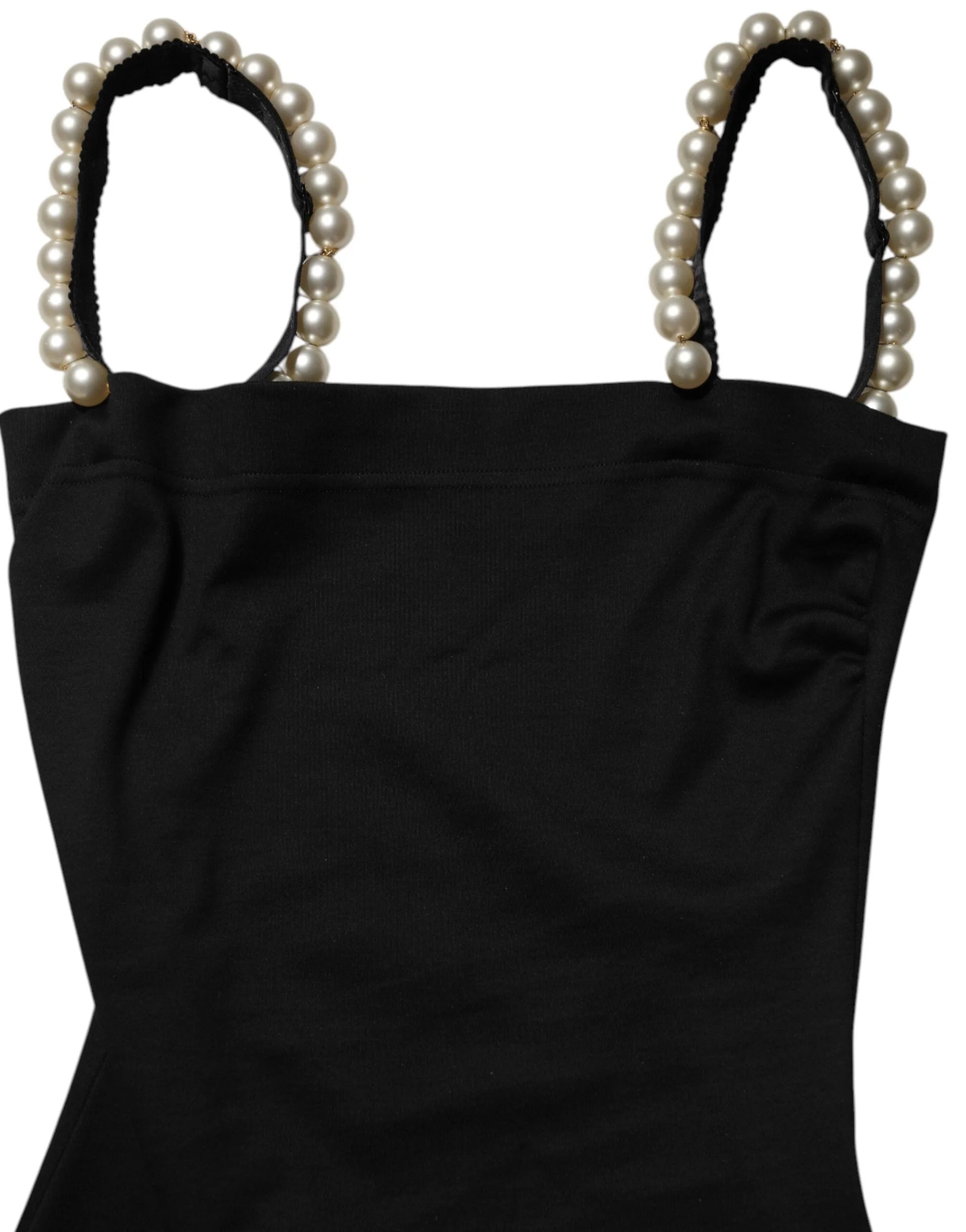 Dolce & Gabbana Black Faux Pearl Cotton Sheath Mini Dress - IT40|S - Dresses