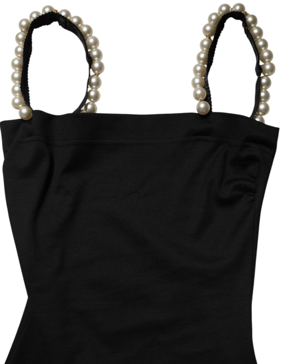 Dolce & Gabbana Black Faux Pearl Cotton Sheath Mini Dress - IT40|S - Dresses