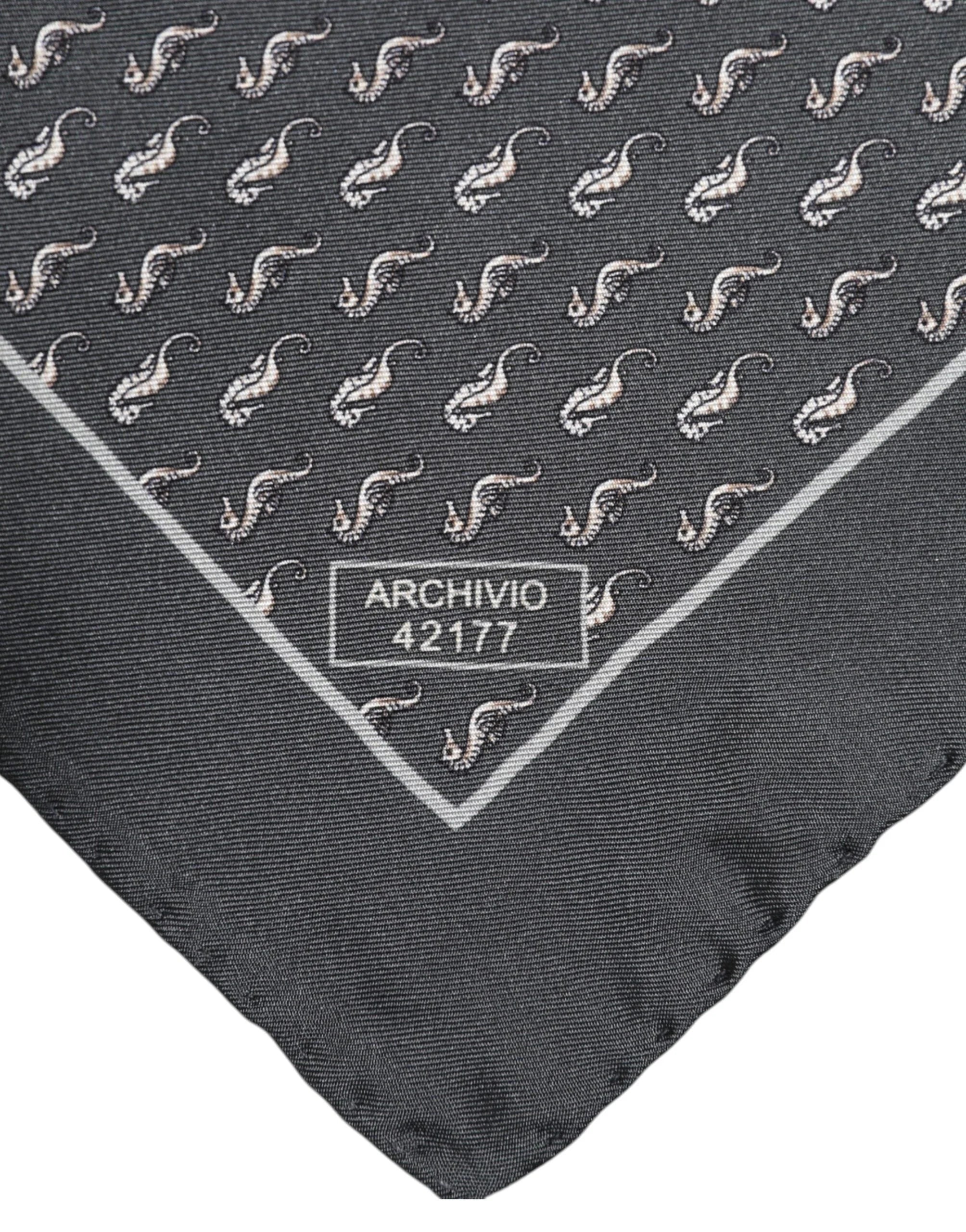 Dolce & Gabbana Black Fish Print Silk Square Men Foulard Scarf - Scarves & Shawls