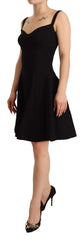 Dolce & Gabbana Black Fit Flare Wool Stretch Sheath Dress - IT40|S - Dresses