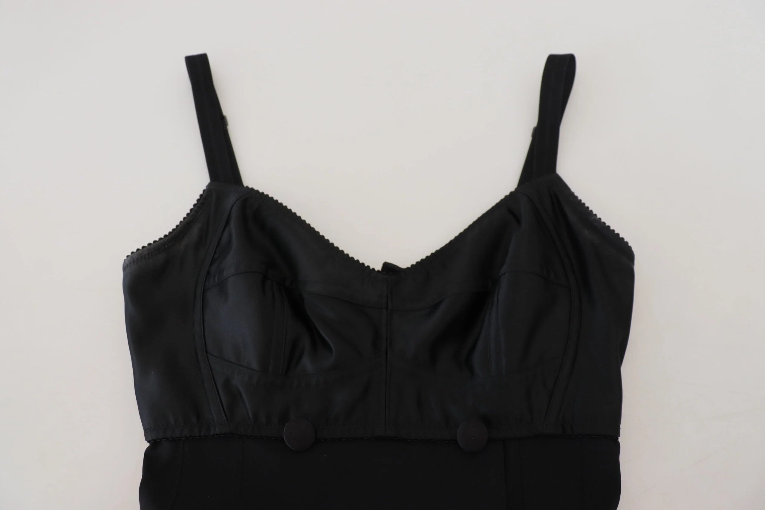 Dolce & Gabbana Black Fit Wool Stretch Sheath Mini Dress - IT40|S - Dresses