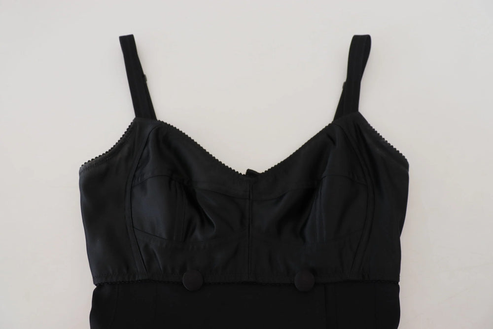 Dolce & Gabbana Black Fit Wool Stretch Sheath Mini Dress - IT40|S - Dresses
