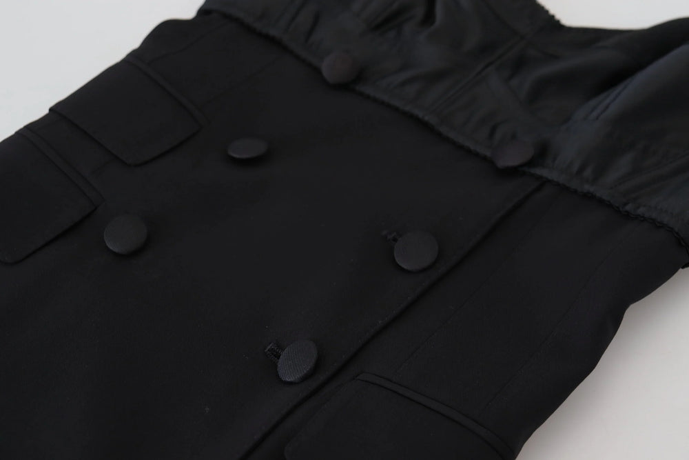 Dolce & Gabbana Black Fit Wool Stretch Sheath Mini Dress - IT40|S - Dresses