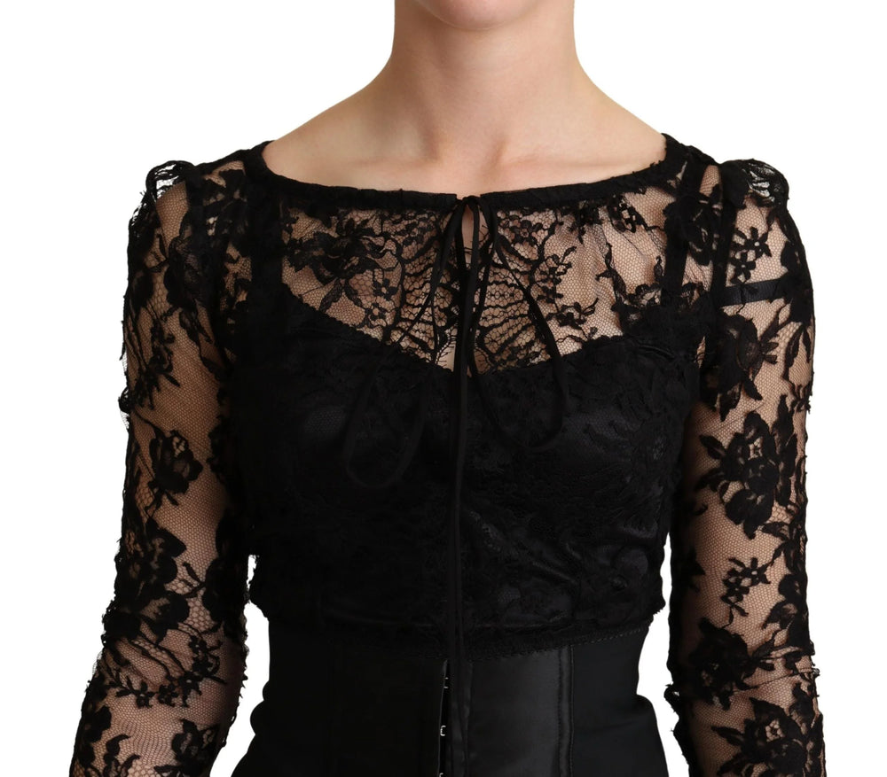 Dolce & Gabbana Black Fitted Lace Top Bodycon Mini Dress - IT36 | XS - Dresses