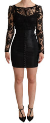 Dolce & Gabbana Black Fitted Lace Top Bodycon Mini Dress - IT36 | XS - Dresses
