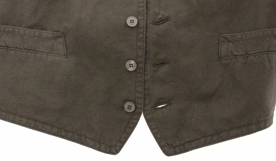 Dolce & Gabbana Black Flax Cotton Dress Vest Blazer - Vests