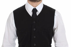 Dolce & Gabbana Black Flax Cotton Dress Vest Blazer - Vests