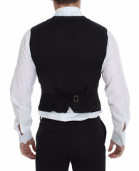 Dolce & Gabbana Black Flax Cotton Dress Vest Blazer - Vests
