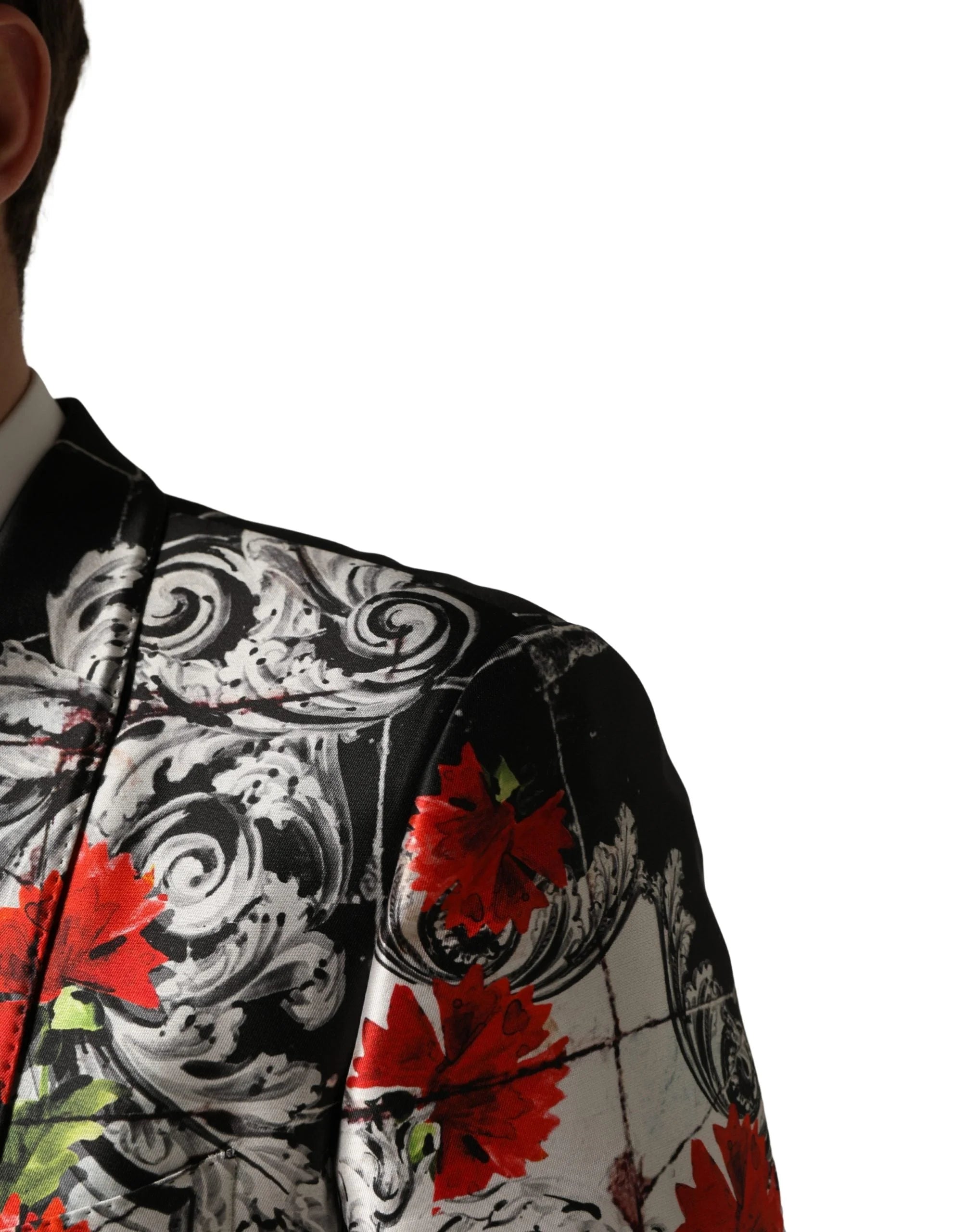 Dolce & Gabbana Black Floral 2 Buttons Formal 3 Piece Suit - IT50 | L