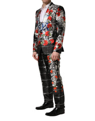 Dolce & Gabbana Black Floral 2 Buttons Formal 3 Piece Suit - IT50 | L