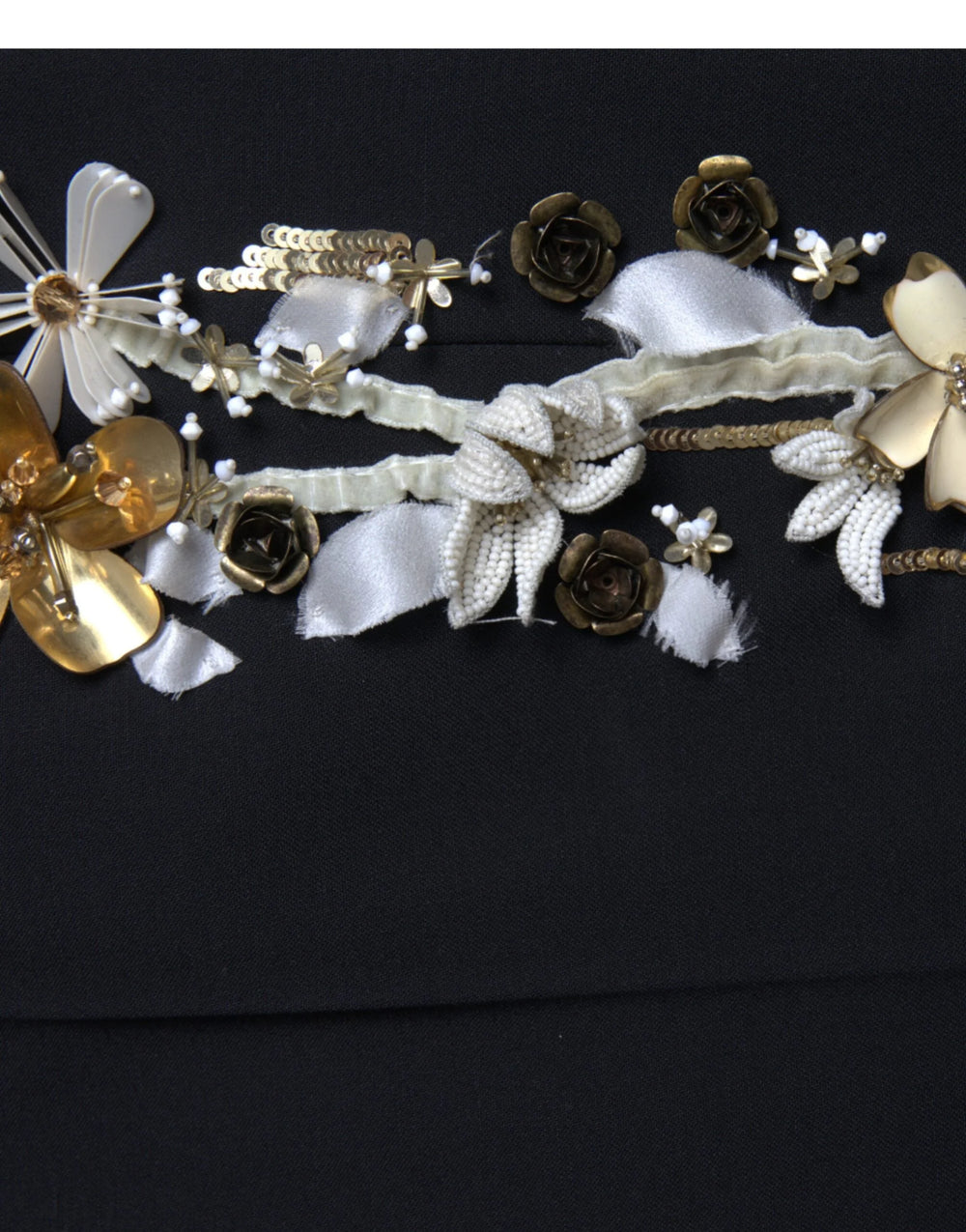 Dolce & Gabbana Black Floral Applique High Waist Tapered Pants - IT40|S - Trousers