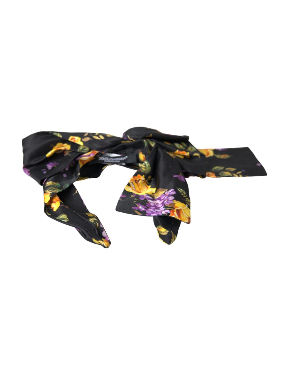 Dolce & Gabbana Black Floral Applique Silk Women Headband Diadem - Headbands