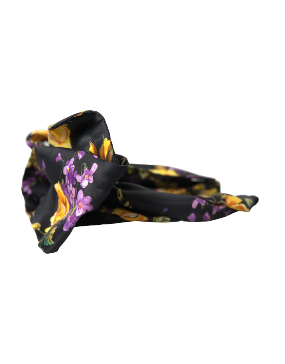 Dolce & Gabbana Black Floral Applique Silk Women Headband Diadem - Headbands
