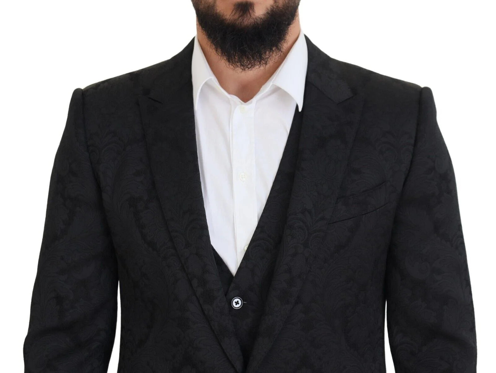 Dolce & Gabbana Black Floral Brocade 2 Piece MARTINI Suit - IT50 | L - Sport Jackets