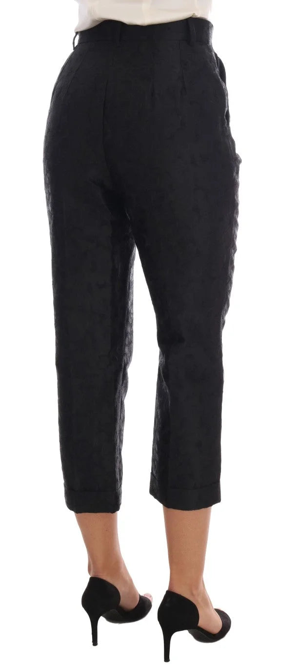 Dolce & Gabbana Black Floral Brocade Capri Pants - IT42|M - Trousers