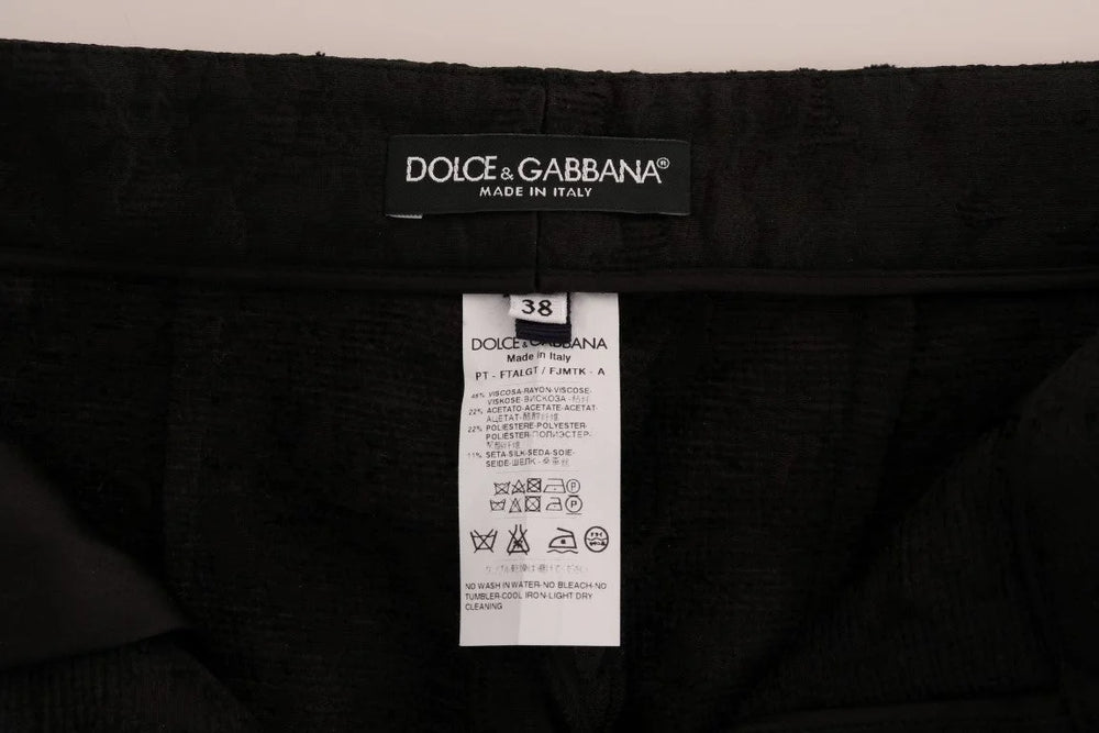 Dolce & Gabbana Black Floral Brocade Capri Pants - IT42|M - Trousers