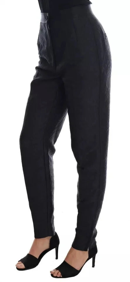 Dolce & Gabbana Black Floral Brocade High Waist Pants - IT40|S - Trousers