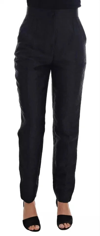 Dolce & Gabbana Black Floral Brocade High Waist Pants - IT40|S - Trousers