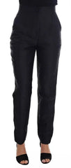 Dolce & Gabbana Black Floral Brocade High Waist Pants - IT40|S - Trousers