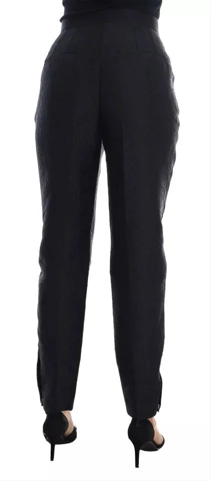 Dolce & Gabbana Black Floral Brocade High Waist Pants - IT40|S - Trousers