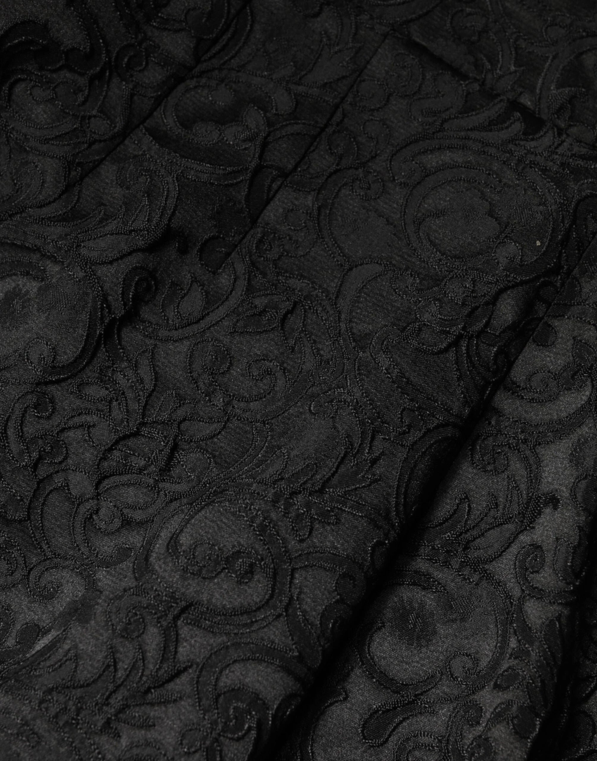 Dolce & Gabbana Black Floral Brocade High Waisted Trouser Pants