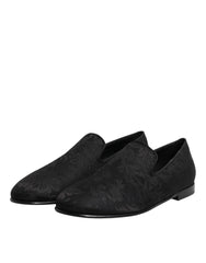 Dolce & Gabbana Black Floral Brocade Loafers Men Dress Shoes - Flats
