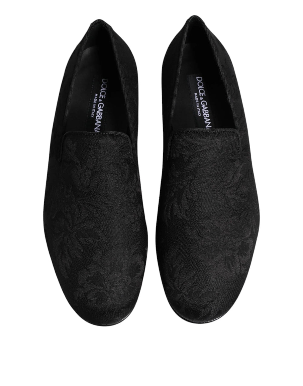 Dolce & Gabbana Black Floral Brocade Loafers Men Dress Shoes - Flats