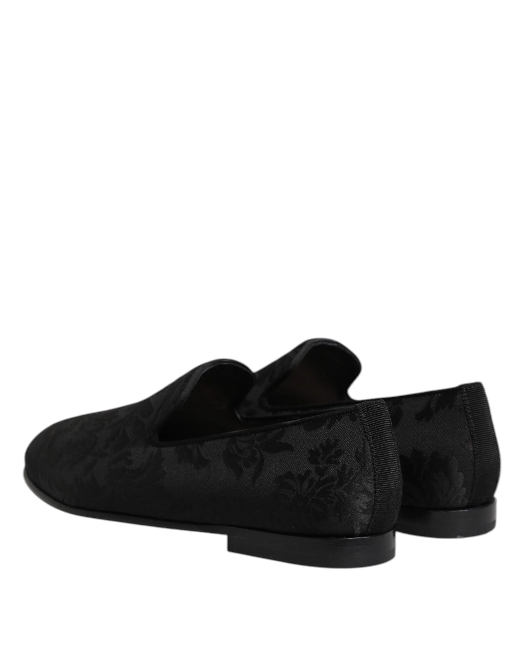 Dolce & Gabbana Black Floral Brocade Loafers Men Dress Shoes - Flats