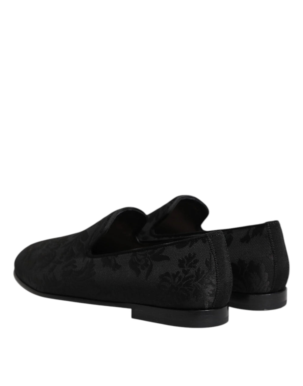Dolce & Gabbana Black Floral Brocade Loafers Men Dress Shoes - Flats
