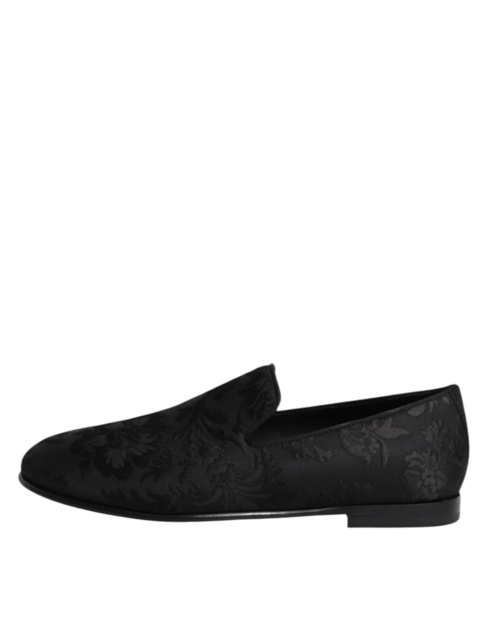 Dolce & Gabbana Black Floral Brocade Loafers Men Dress Shoes - Flats