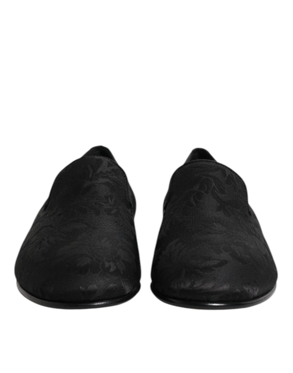 Dolce & Gabbana Black Floral Brocade Loafers Men Dress Shoes - Flats