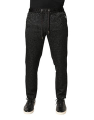 Dolce & Gabbana Black Floral Brocade Skinny Men Dress Pants - IT48 | M