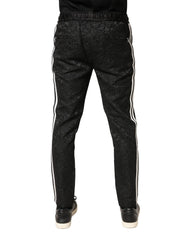 Dolce & Gabbana Black Floral Brocade Skinny Men Dress Pants - IT48 | M