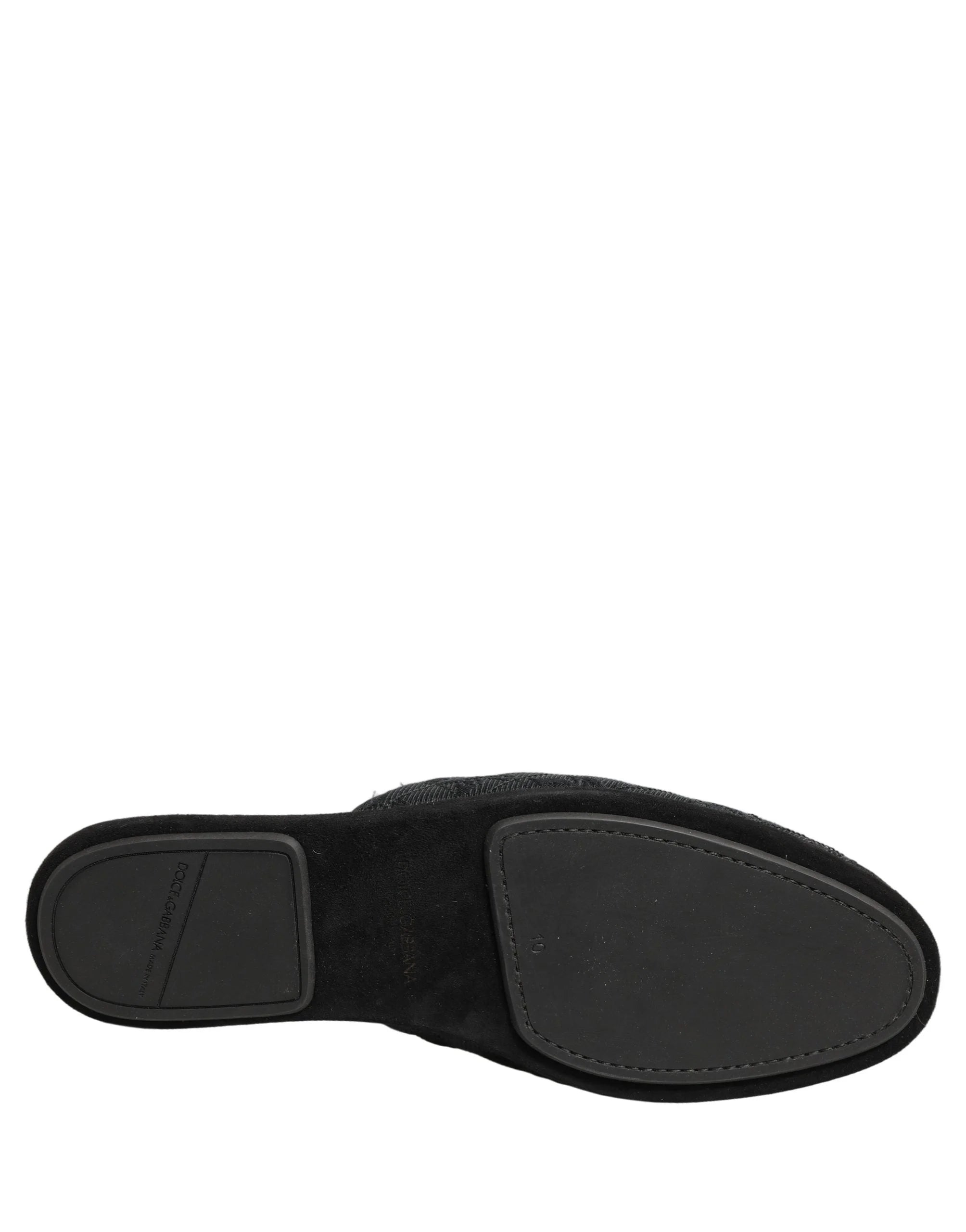 Dolce & Gabbana Black Floral Brocade Slides Slippers Shoes - EU44/US11