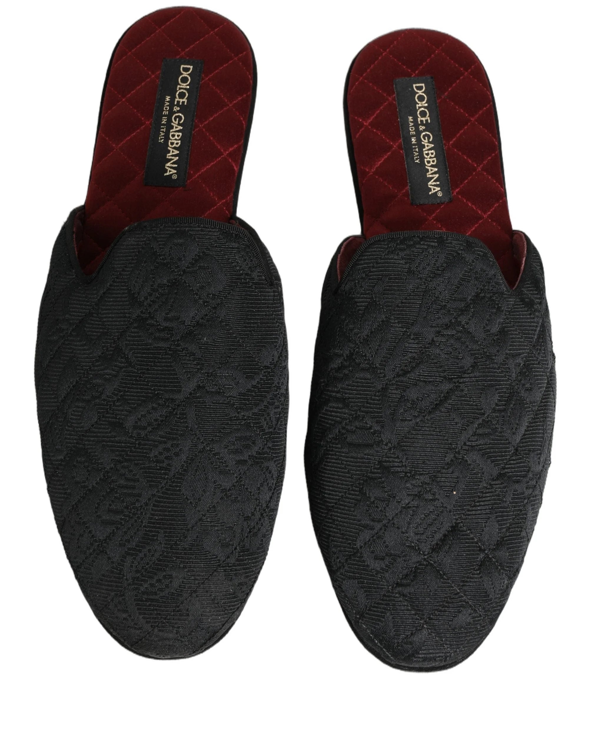 Dolce & Gabbana Black Floral Brocade Slides Slippers Shoes - EU44/US11