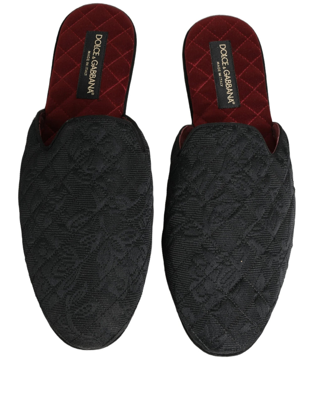 Dolce & Gabbana Black Floral Brocade Slides Slippers Shoes - EU44/US11
