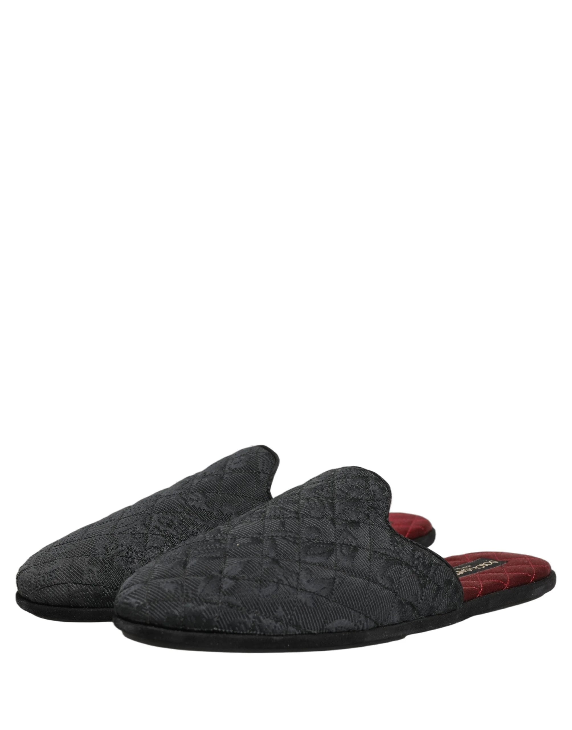 Dolce & Gabbana Black Floral Brocade Slides Slippers Shoes - EU44/US11