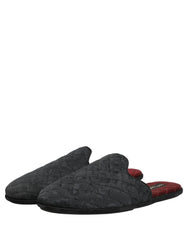 Dolce & Gabbana Black Floral Brocade Slides Slippers Shoes - EU44/US11
