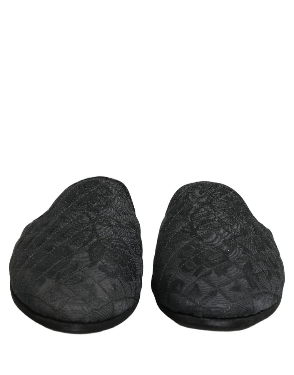 Dolce & Gabbana Black Floral Brocade Slides Slippers Shoes - EU44/US11