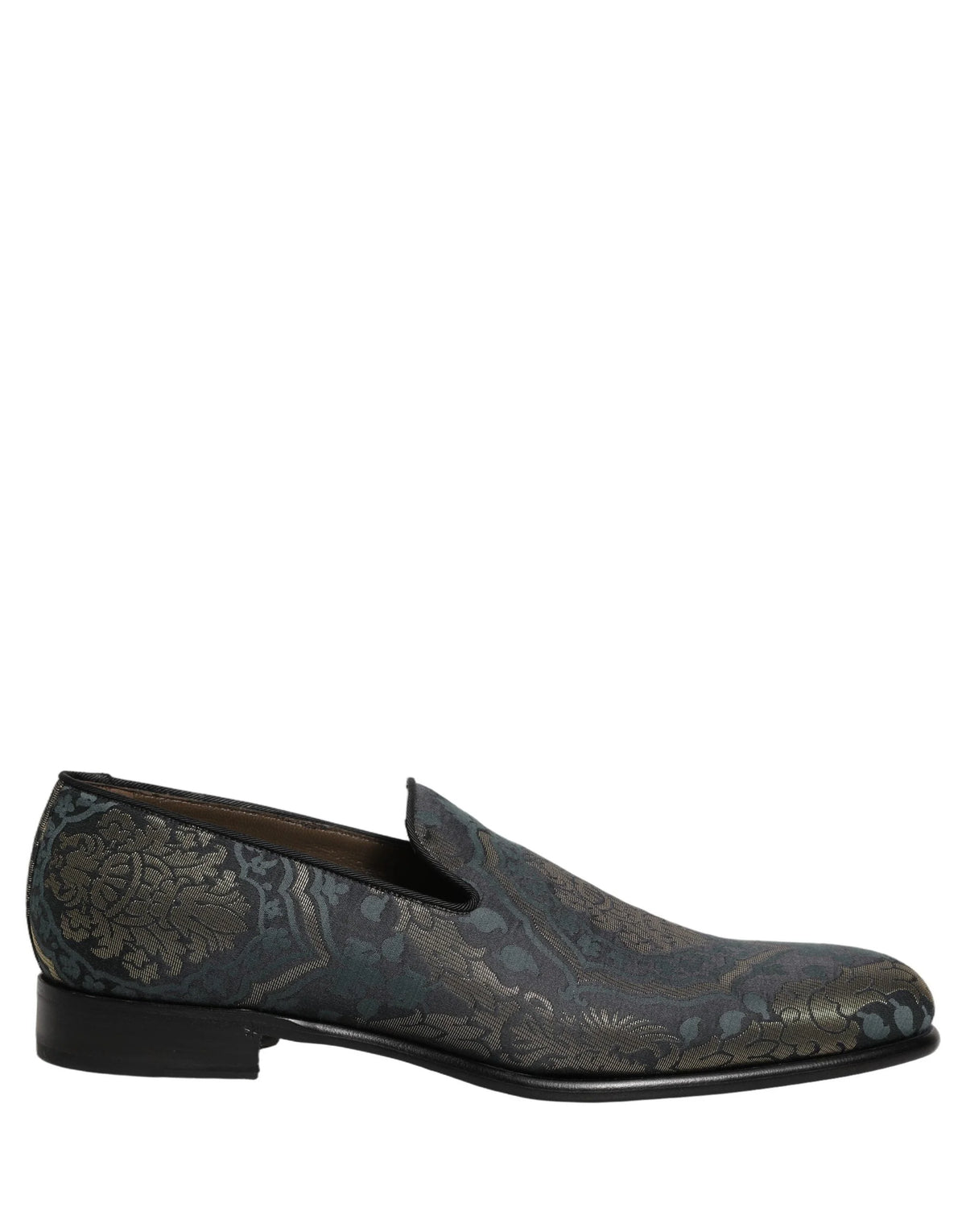 Dolce & Gabbana Black Floral Brocade Slip On Loafers Shoes - EU44/US11
