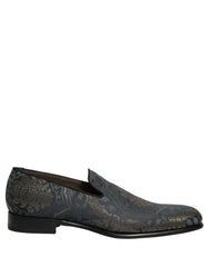 Dolce & Gabbana Black Floral Brocade Slip On Loafers Shoes - EU44/US11