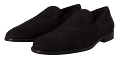 Dolce & Gabbana Black Floral Brocade Slippers Loafers Shoes - EU39/US6 - Flats