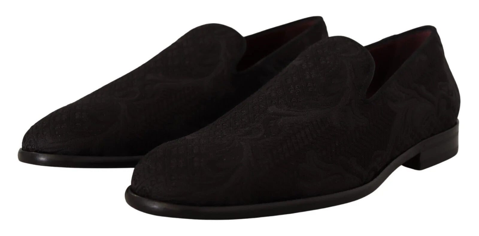 Rear view of the Dolce & Gabbana floral slippers highlighting the seamless heel construction and textured fabric.