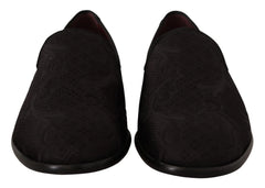 Dolce & Gabbana Black Floral Brocade Slippers Loafers Shoes - EU39/US6 - Flats