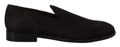 Dolce & Gabbana Black Floral Brocade Slippers Loafers Shoes - EU39/US6 - Flats